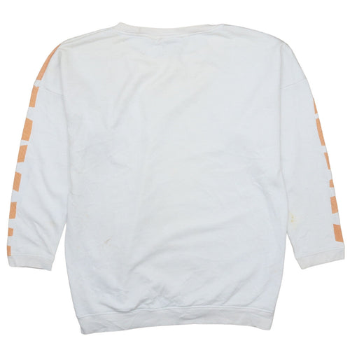 Reebok Womens White Orange Crew Neck Pullover Sweatshirt Size M