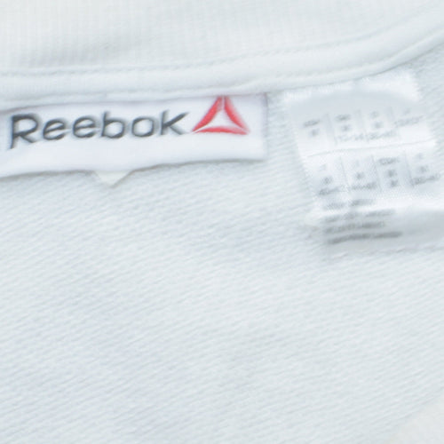 Reebok Womens White Orange Crew Neck Pullover Sweatshirt Size M