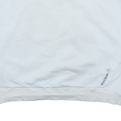 Reebok Womens White Orange Crew Neck Pullover Sweatshirt Size M