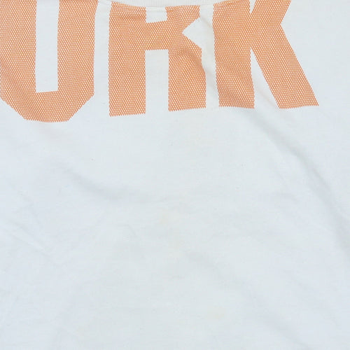 Reebok Womens White Orange Crew Neck Pullover Sweatshirt Size M