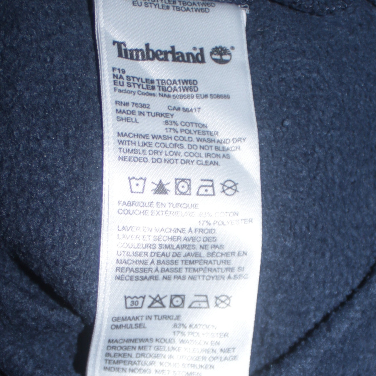 Timberland Men’s Blue Crew Neck Cotton Sweatshirt Size M