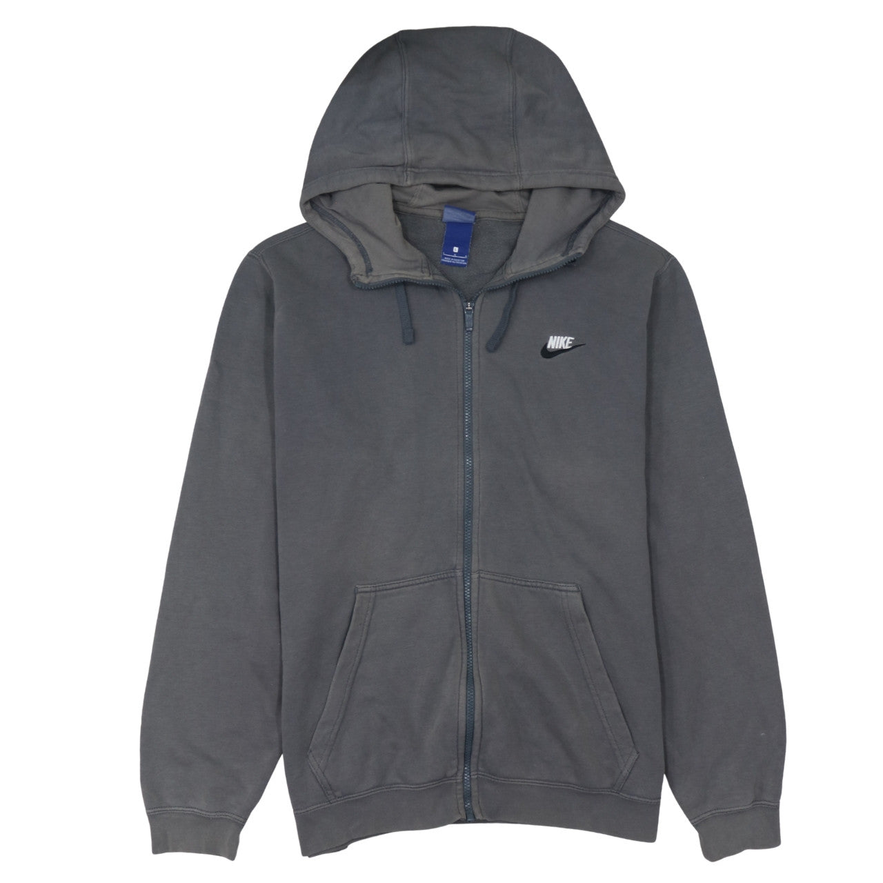 Nike Men's Grey Full Zip Hoodie L Regular Fit Sportswear