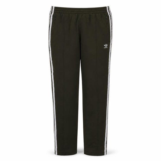 Front view of Adidas women’s black track pants, size UK 12, elastic waist side stripe