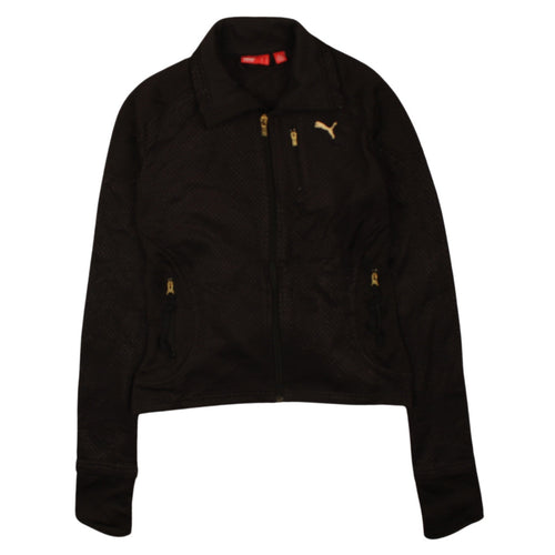 Puma Women Black Size 8 Track Jacket Full Zip Lightweight