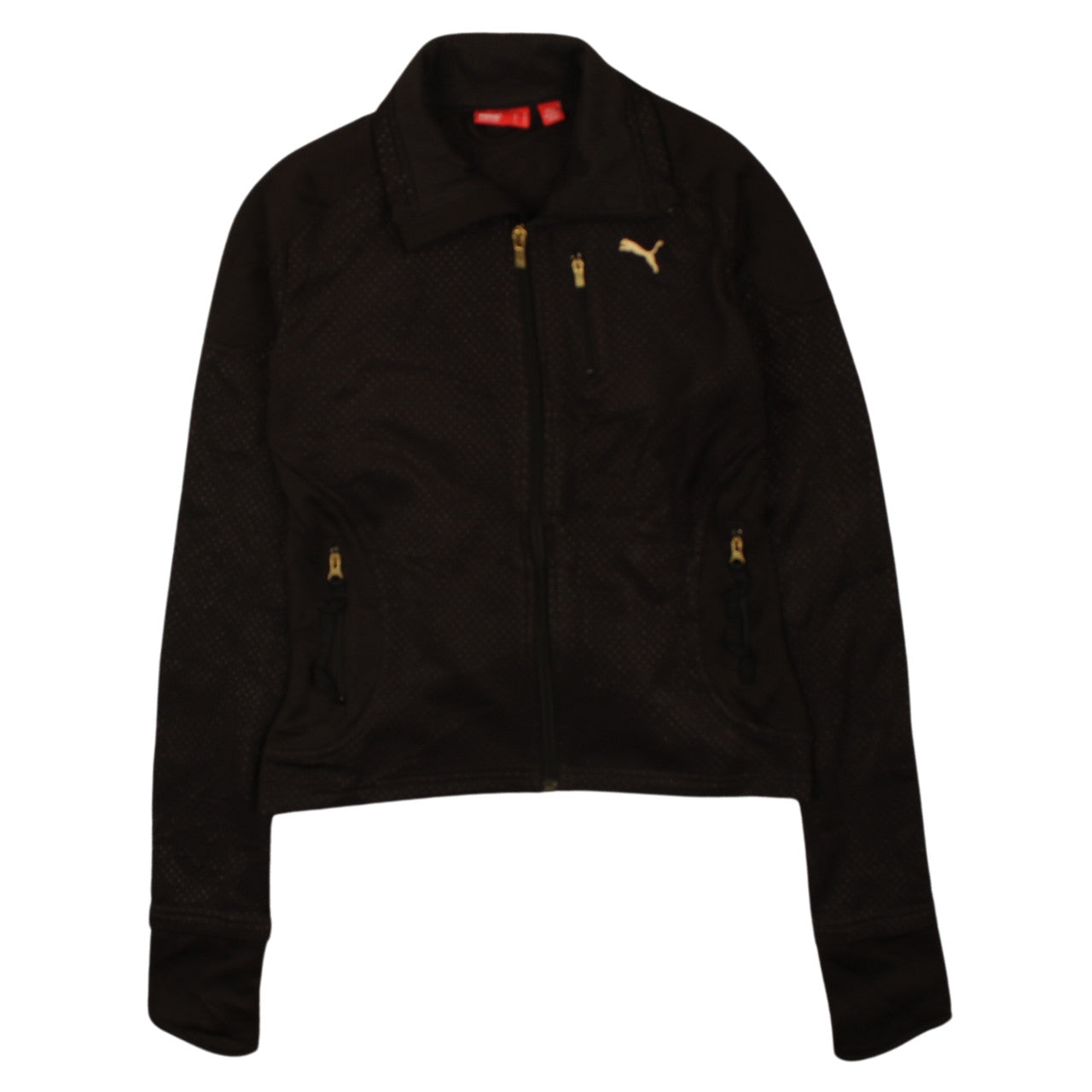 Puma Women Black Size 8 Track Jacket Full Zip Lightweight