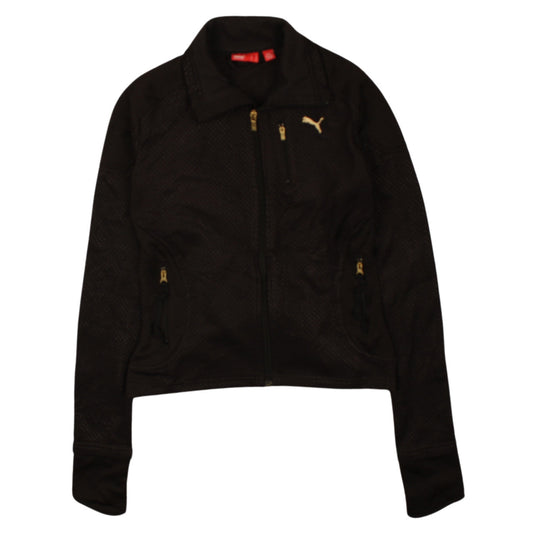 Puma Women Black Size 8 Track Jacket Full Zip Lightweight