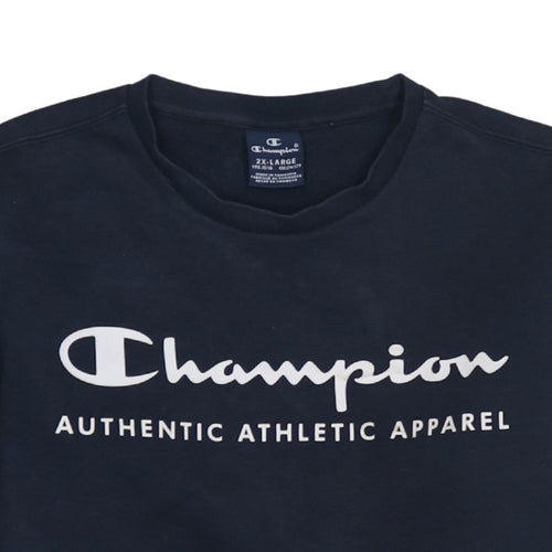 Champion Boys Blue 2XL Pullover Crew Neck Logo Sweatshirt