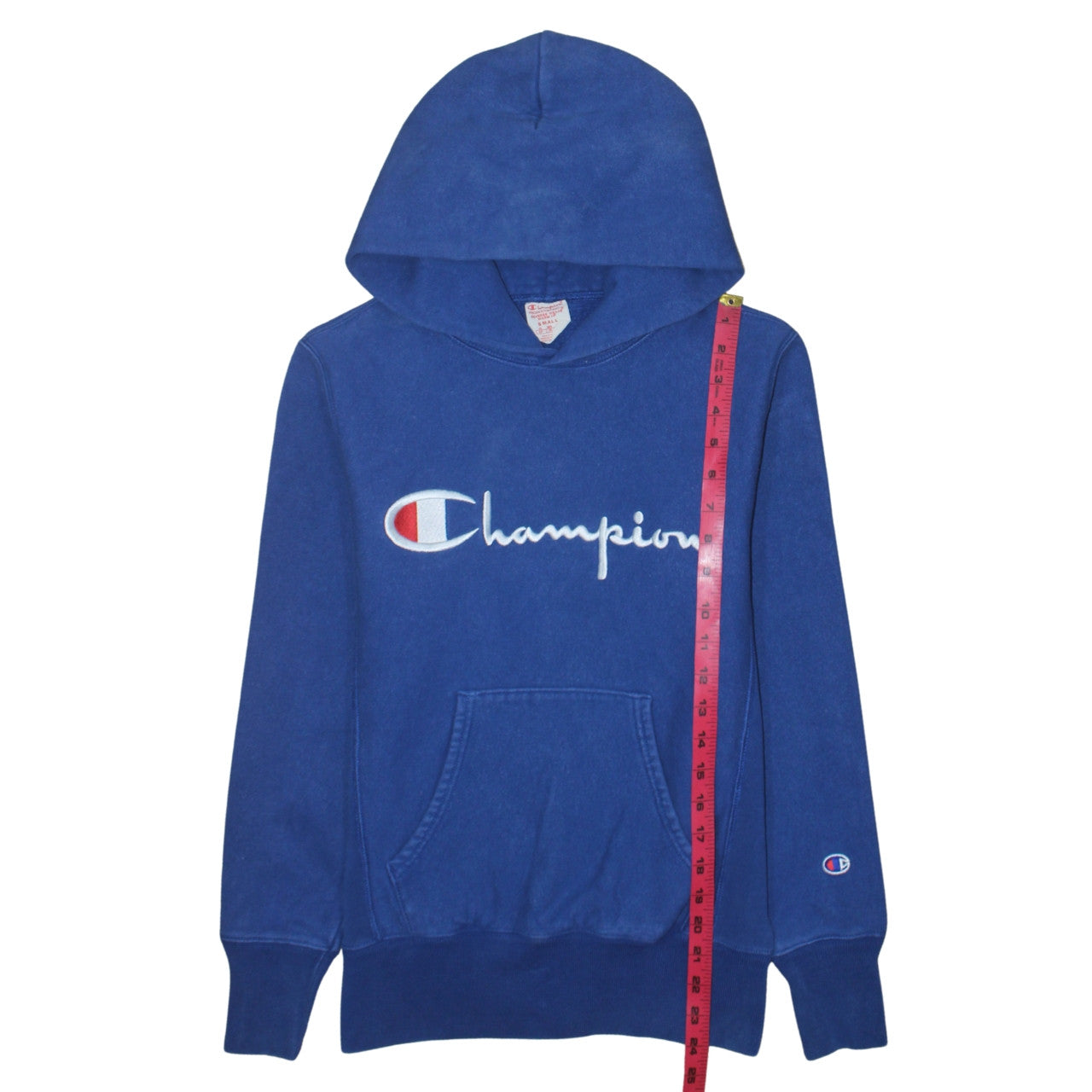 Champion Men's Blue Small Pullover Hoodie Reverse Weave Embroidered Logo