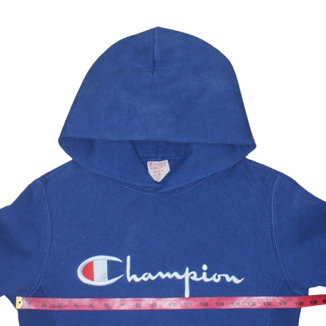 Champion Men's Blue Small Pullover Hoodie Reverse Weave Embroidered Logo