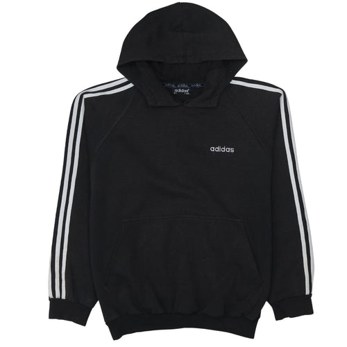 Adidas Men Black Pullover Hoodie Classic 3-Stripes D7 Size L