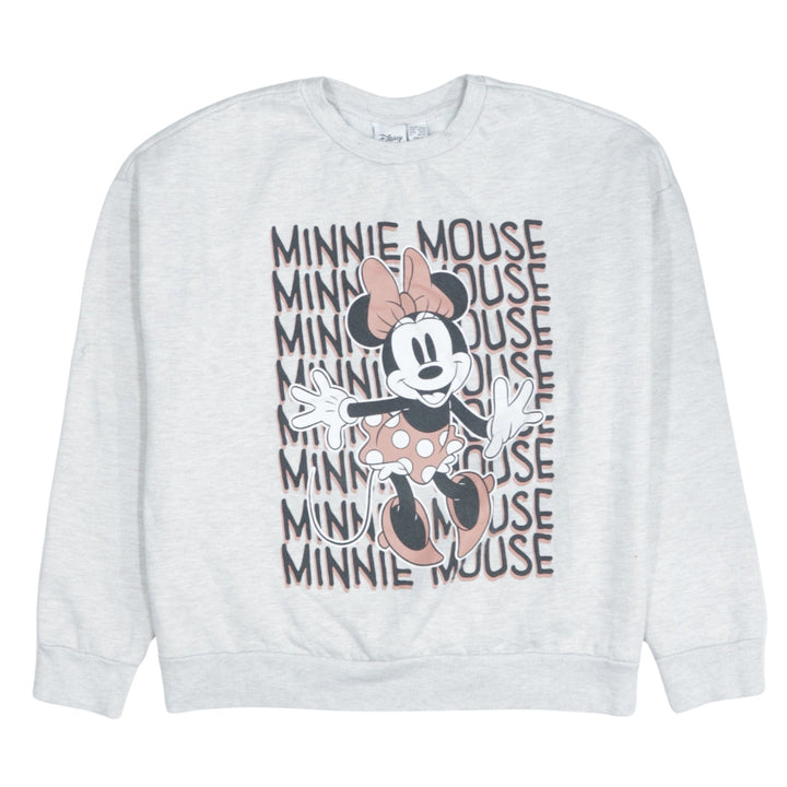 Disney Women Grey Minnie Mouse Sweatshirt L Relaxed Fit