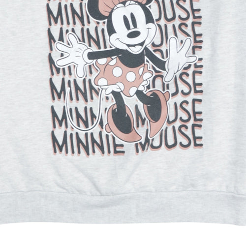 Disney Women Grey Minnie Mouse Sweatshirt L Relaxed Fit