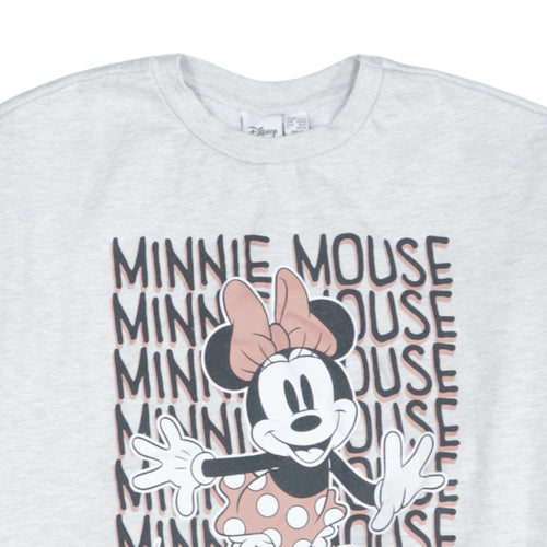 Disney Women Grey Minnie Mouse Sweatshirt L Relaxed Fit