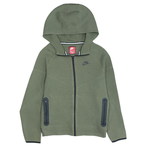 Nike Boys Green Full Zip Hoodie XL 158-170cm Cotton Blend Sweatshirt