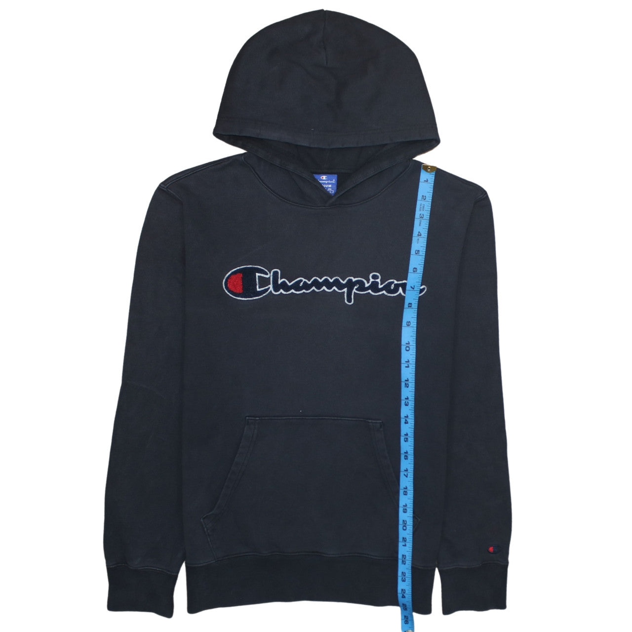 Champion Men's Black Pullover Hoodie Medium Embroidered Logo