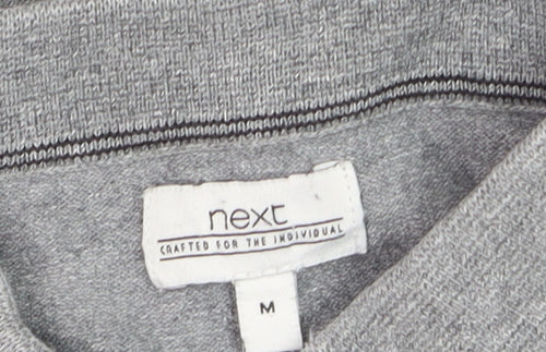 Next Men's Grey Short Sleeve Cotton Linen Polo Shirt Medium