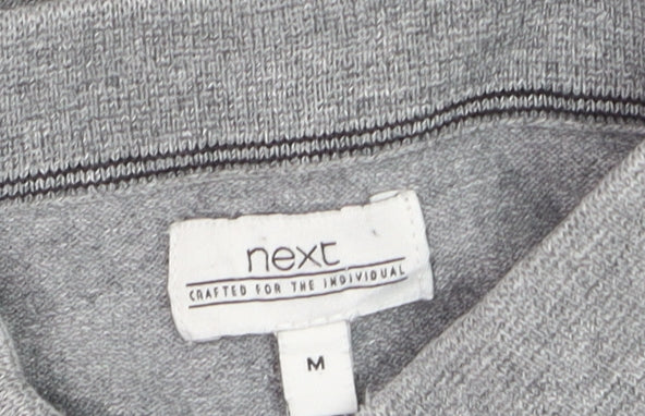 Next Men's Grey Short Sleeve Cotton Linen Polo Shirt Medium