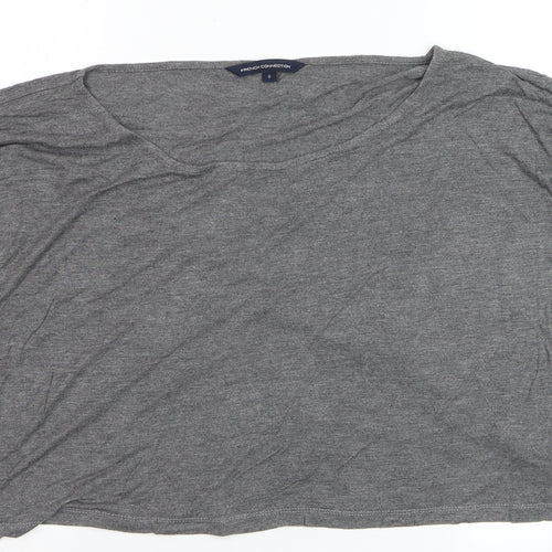 French Connection Women's Grey Relaxed 3/4 Sleeve Viscose T-Shirt Size S
