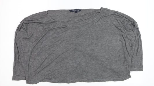 French Connection Women's Grey Relaxed 3/4 Sleeve Viscose T-Shirt Size S