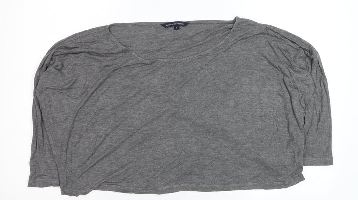 French Connection Women's Grey Relaxed 3/4 Sleeve Viscose T-Shirt Size S