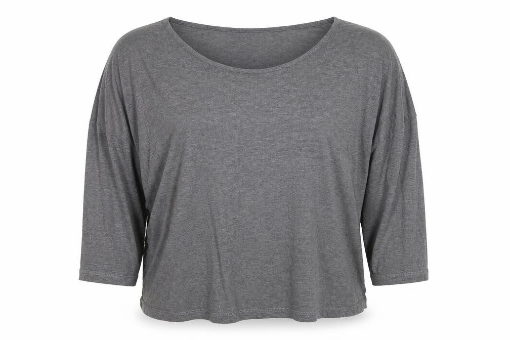 French Connection Women's Grey Relaxed 3/4 Sleeve Viscose T-Shirt Size S