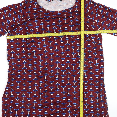 Marina Kaneva Womens Red Floral Tunic Blouse Size 18 Plus 3/4 Sleeve
