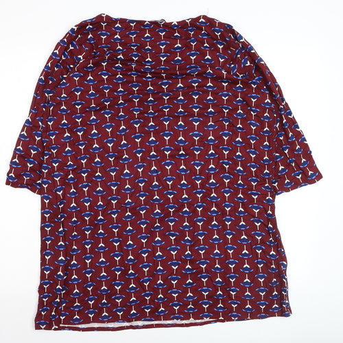 Marina Kaneva Womens Red Floral Tunic Blouse Size 18 Plus 3/4 Sleeve