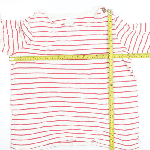FatFace Women’s White Red Striped Boat Neck Long Sleeve Cotton T-Shirt Size 8