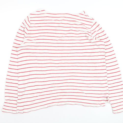 FatFace Women’s White Red Striped Boat Neck Long Sleeve Cotton T-Shirt Size 8