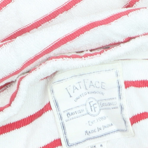 FatFace Women’s White Red Striped Boat Neck Long Sleeve Cotton T-Shirt Size 8