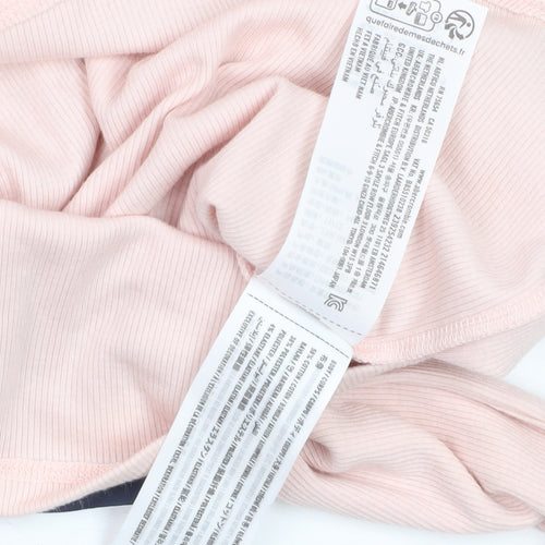 Abercrombie Kids Girls Light Pink Long Sleeve Lace Trim Ribbed Top Size 11-12