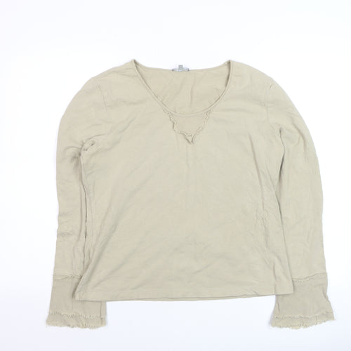 Marks and Spencer Per Una Women’s Beige Long Sleeve Cotton Top Size 18