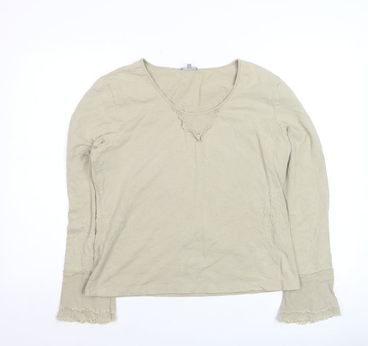 Marks and Spencer Per Una Women’s Beige Long Sleeve Cotton Top Size 18
