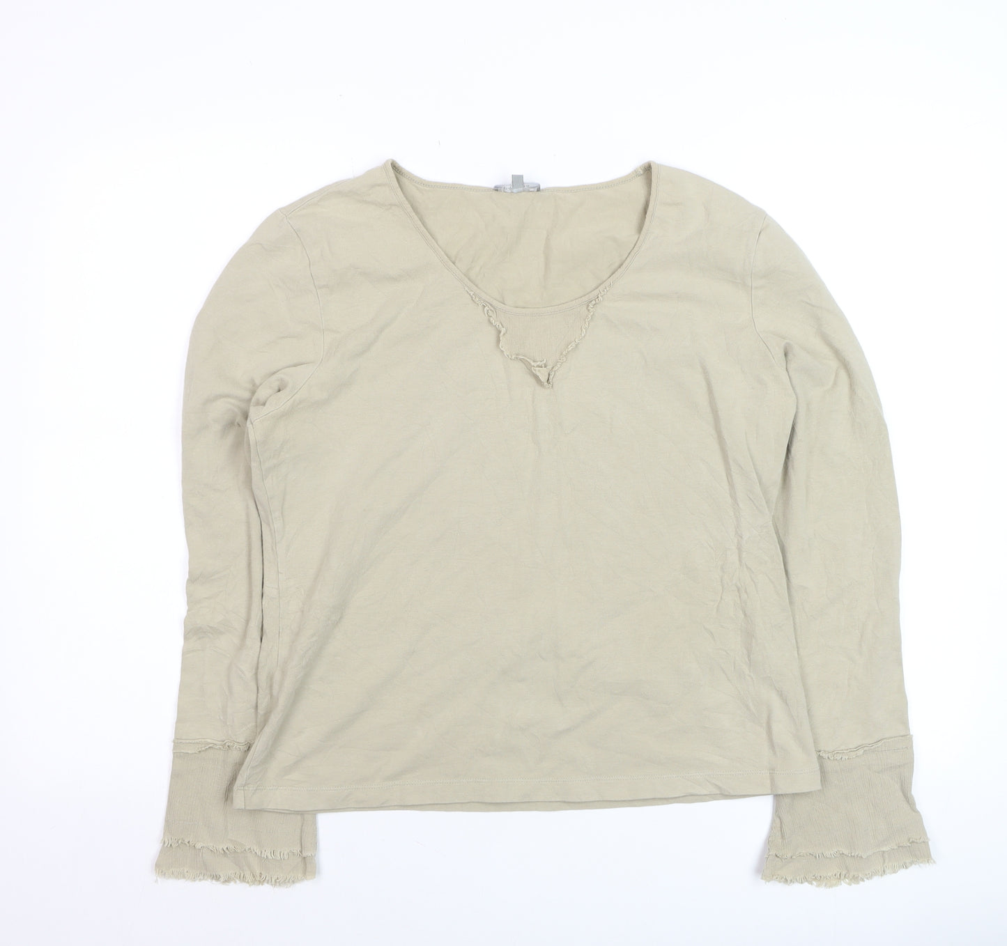 Marks and Spencer Per Una Women’s Beige Long Sleeve Cotton Top Size 18