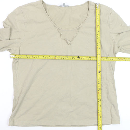 Marks and Spencer Per Una Women’s Beige Long Sleeve Cotton Top Size 18