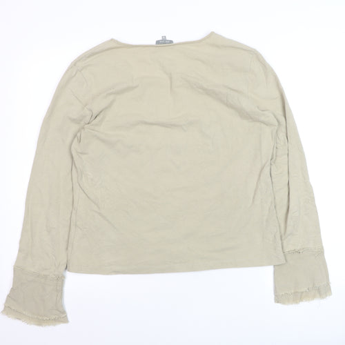 Marks and Spencer Per Una Women’s Beige Long Sleeve Cotton Top Size 18