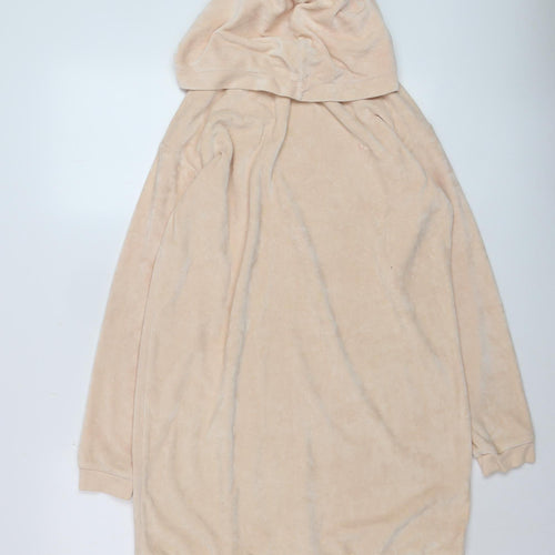 Jack Wills Womens Beige Pullover Hoodie UK 8 Velour Cotton Blend