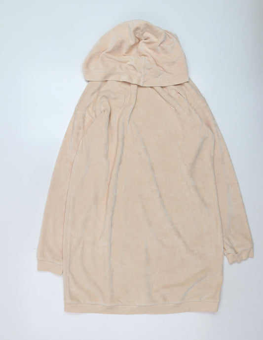 Jack Wills Womens Beige Pullover Hoodie UK 8 Velour Cotton Blend