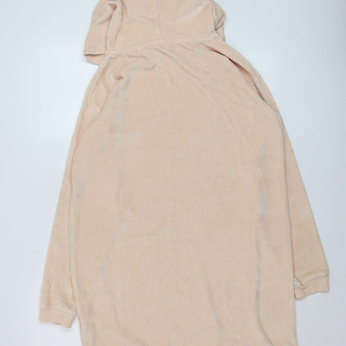 Jack Wills Womens Beige Pullover Hoodie UK 8 Velour Cotton Blend