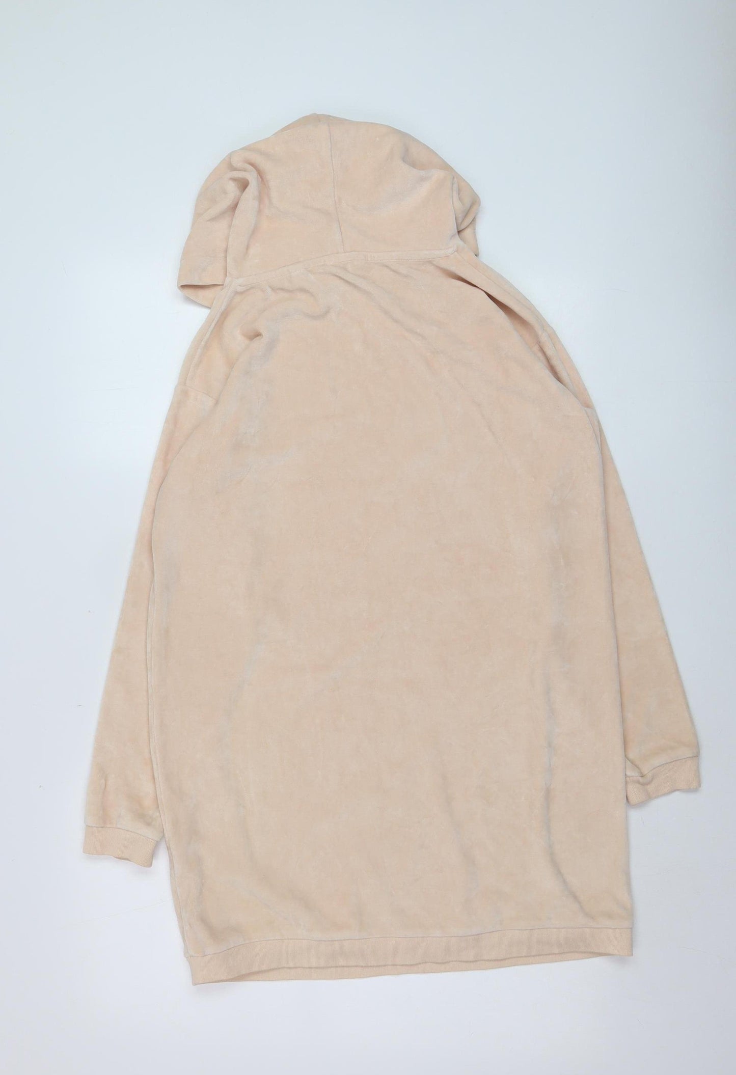 Jack Wills Womens Beige Pullover Hoodie UK 8 Velour Cotton Blend