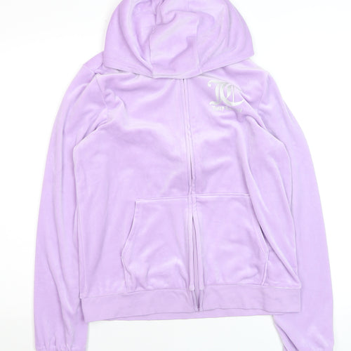 Juicy Couture Womens Lavender Velour Full Zip Hoodie Size 15/16