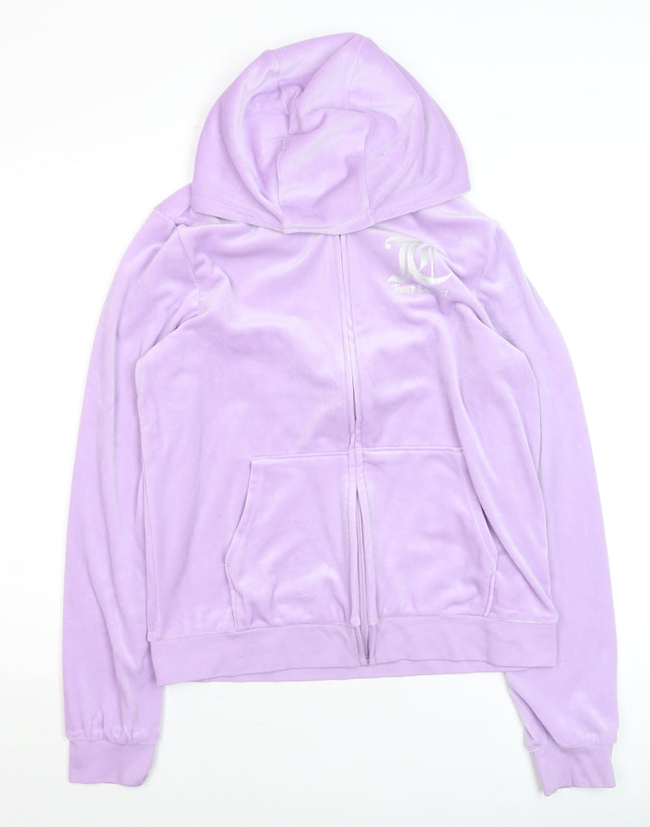 Juicy Couture Womens Lavender Velour Full Zip Hoodie Size 15/16