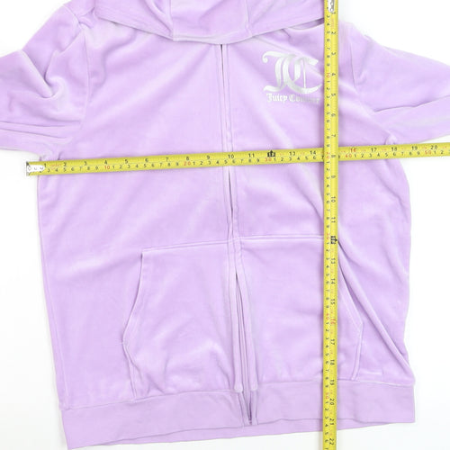 Juicy Couture Womens Lavender Velour Full Zip Hoodie Size 15/16