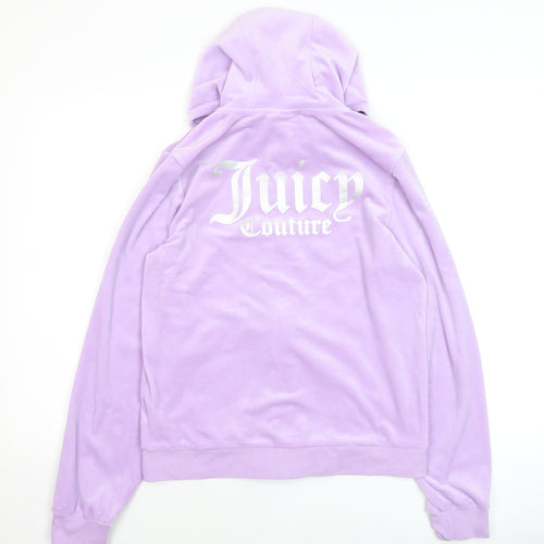 Juicy Couture Womens Lavender Velour Full Zip Hoodie Size 15/16