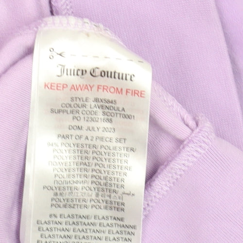 Juicy Couture Womens Lavender Velour Full Zip Hoodie Size 15/16