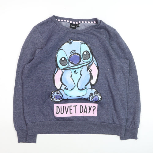 Disney Boys Blue Stitch Sweatshirt Medium Pullover Graphic Print