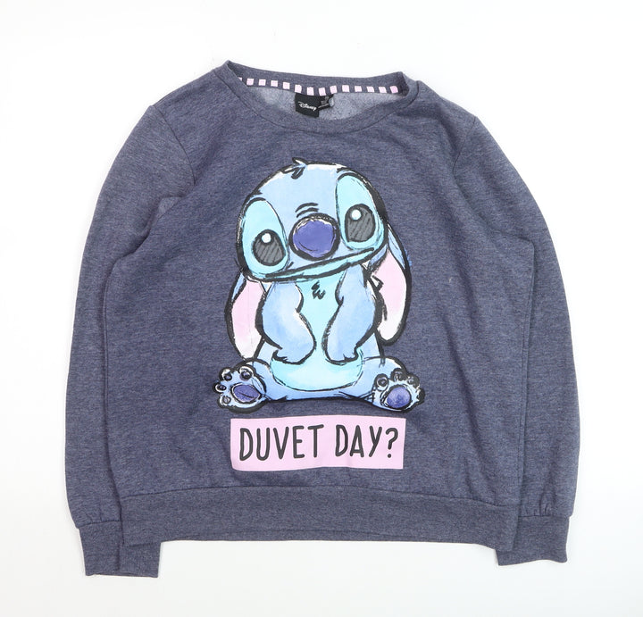 Disney Boys Blue Stitch Sweatshirt Medium Pullover Graphic Print