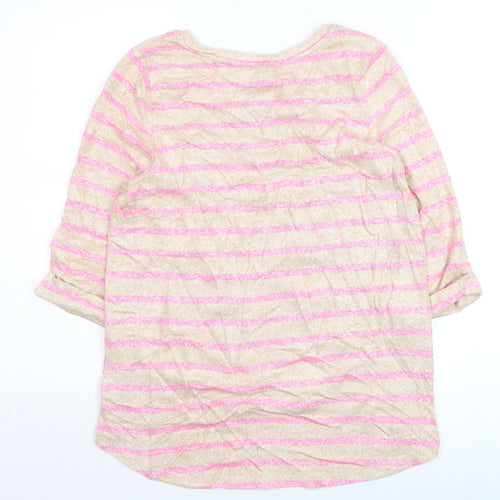 New Look Women Beige Pink Striped Pullover Jumper Size 12