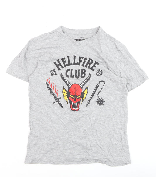 Primark Stranger Things Hellfire Club Grey T-Shirt Men's XS