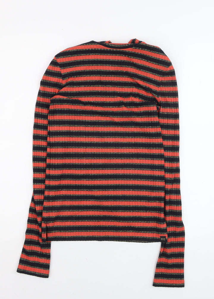 Maison Scotch Women's Multicoloured Striped Long Sleeve Knit Top XS